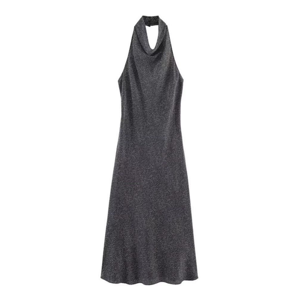 ZARA Sculptural Backless Metallic Thread Long Dress